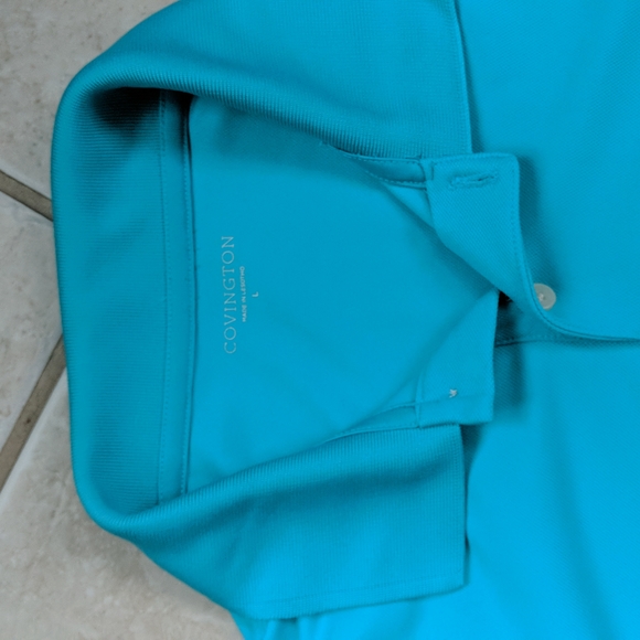 Men's large teal aqua polo shirt - Picture 4 of 5